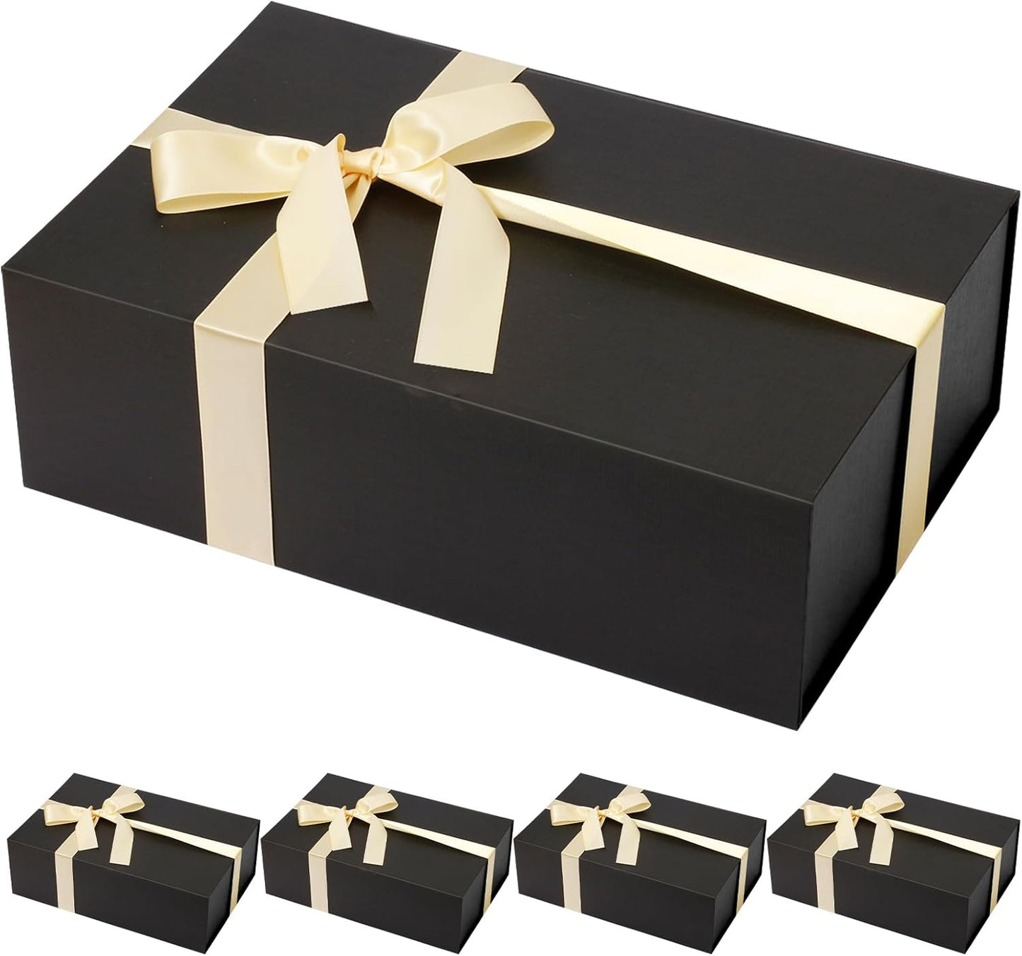 Rinrda 5 Pack Large Black Gift Box,13.75"x9"x4.5", Gift Boxes with Magnetic Lids for Presents Closure Gift Packing for Birthday,Christmas, Halloween,Wedding,Bridal Gifts,Mother's Day Gift Packging