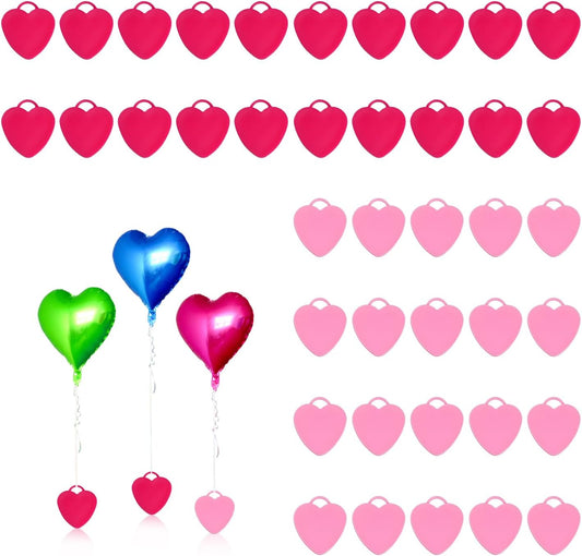 40PCS Balloon Weights Plastic Heart Shaped Balloon Pendants Wedding Birthday Party Balloons Accessories For Helium Balloon Decoration(RoseRed & Pink)