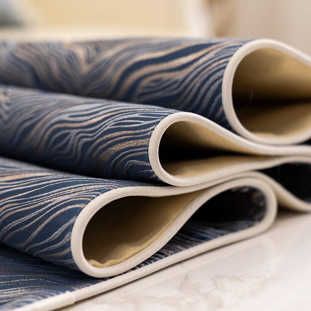 Avigers 12 x 59 Inch Decorative Luxury Abstract Striped Navy Blue Table Runners with Tassels for Home Living Room Bedroom Art Decor Wedding