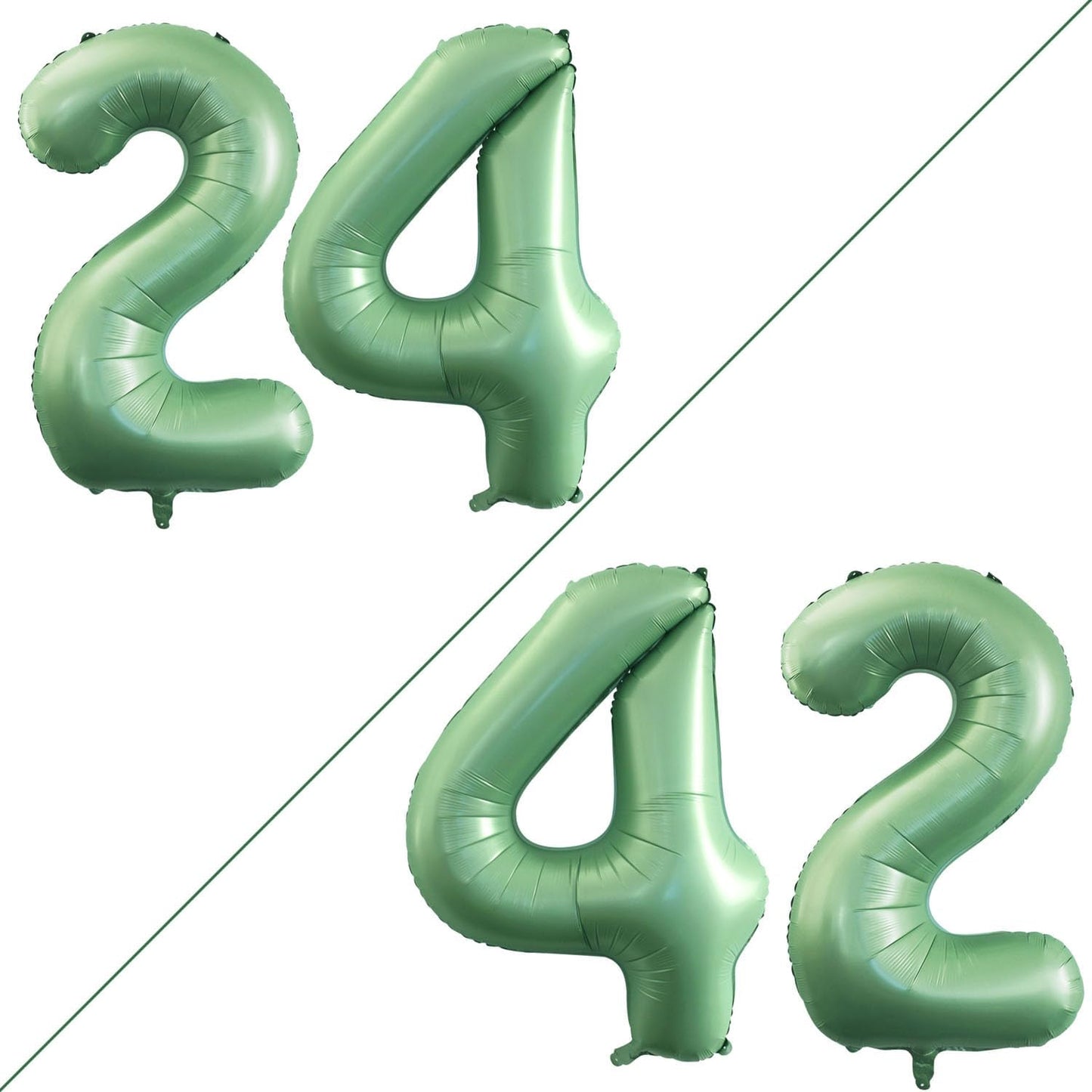 GOER Number 24 Balloons for 24th Birthday Party Decorations,42 Inch Jumbo Foil Helium 42 Balloons for 42nd Birthday Party Decoration (Sage Green)