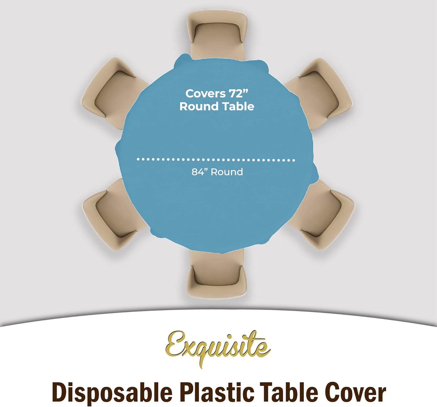 Exquisite 12-Pack Premium Plastic Tablecloth 84in. Round Table Cover - Sky Blue