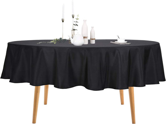 Ascoza 2pack 90 Inch Black Round Tablecloth in Polyester Fabric for Wedding/Banquet/Restaurant/Parties
