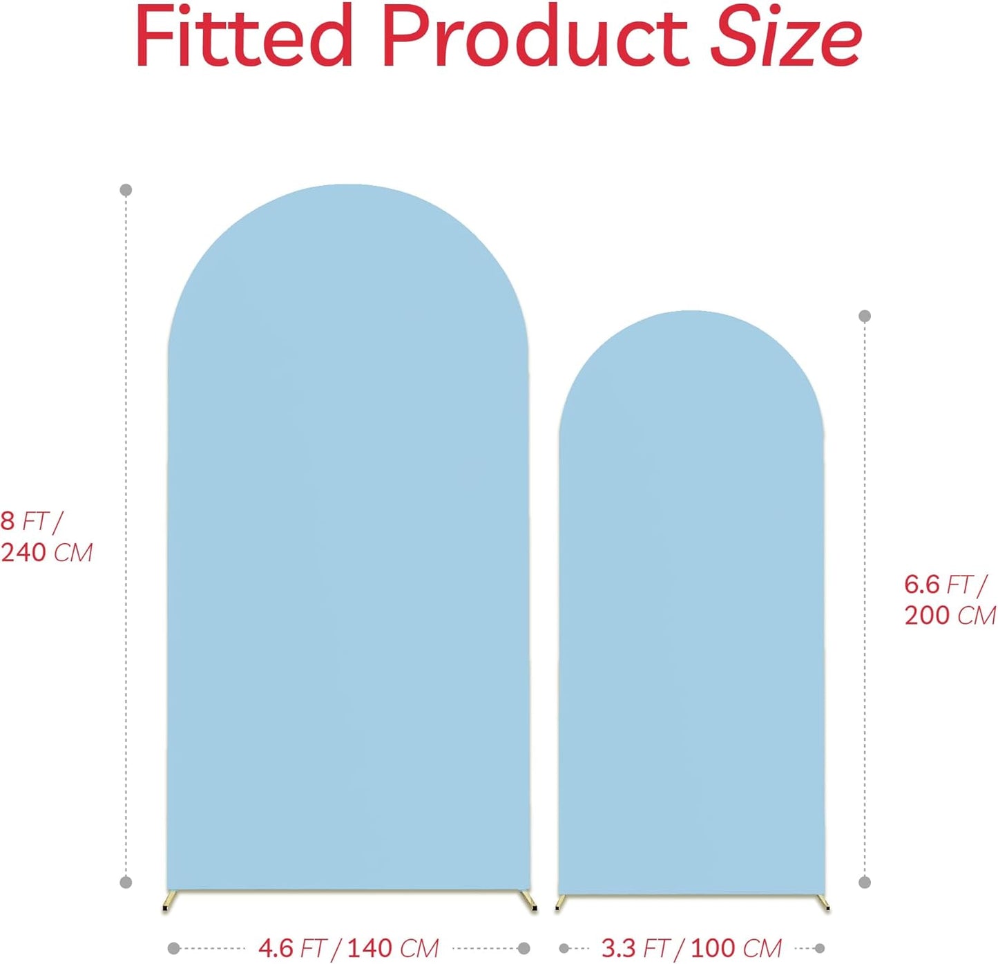 Set of 2 Arch Backdrop Cover Dusty Blue High Elastic Wrinkle-Resistant Arch Cover Spandex Fabric Thick Round Top Chiara Backdrop for Weddings Birthday Baby Shower Garden 6.6FT, 8FT