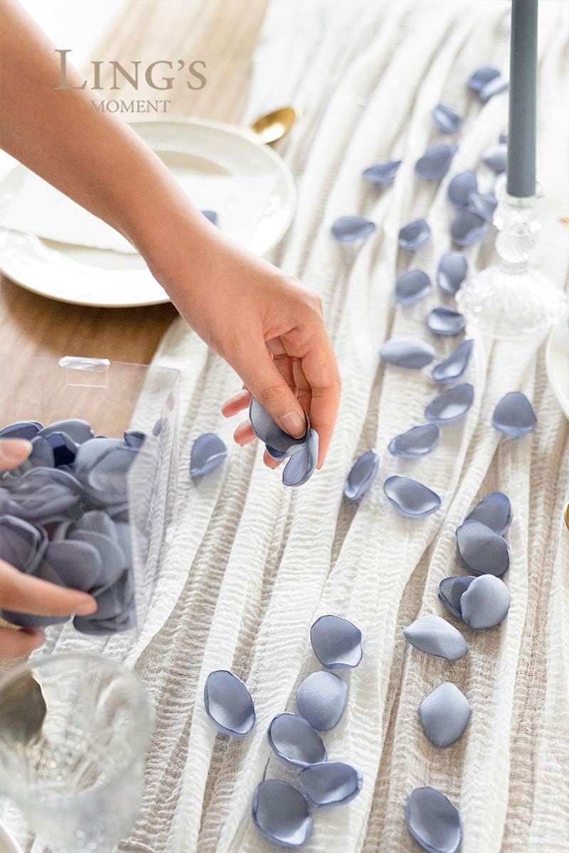 Ling's moment Rose Petals, Silk Flower Petals for Wedding/Aisle/Flower Girl Baskets/Table Centerpiece Décor,etc.Dusty Blue Baby Blue 200pcs