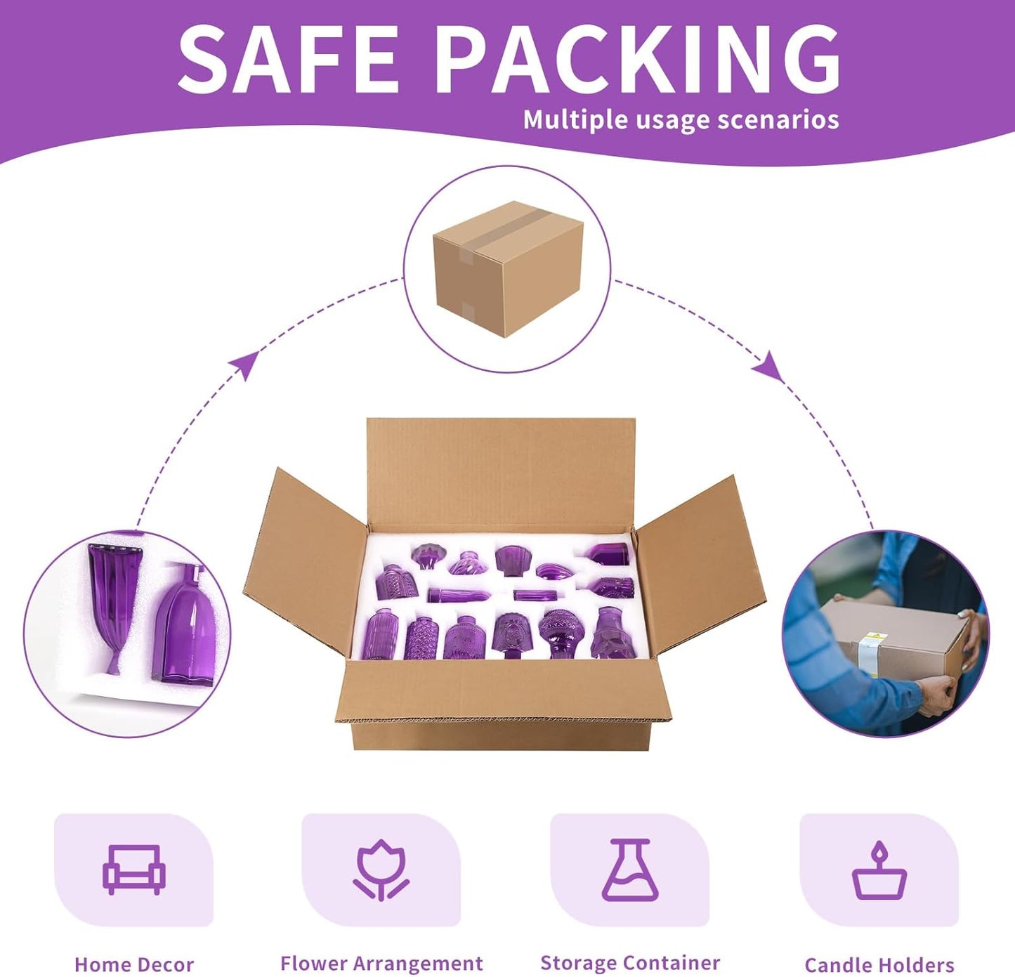 Mini Glass Bud Vases,Versatile Small Bud vases for Home and Wedding Decor, Exquisite Bridal Shower Table Centerpieces,Aromatherapy Bottles,Candle Holder, Ideal of Gifts(Pack of 30,Purple)