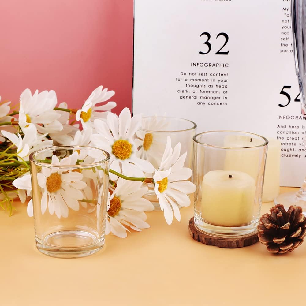 Clear Mercury Glass Tea Light Holders Set of 36 - Elegant Votive Candle Holders for Weddings, Showers and Home Decor - Perfect for Table Centerpieces and Parties (Glass, Clear)