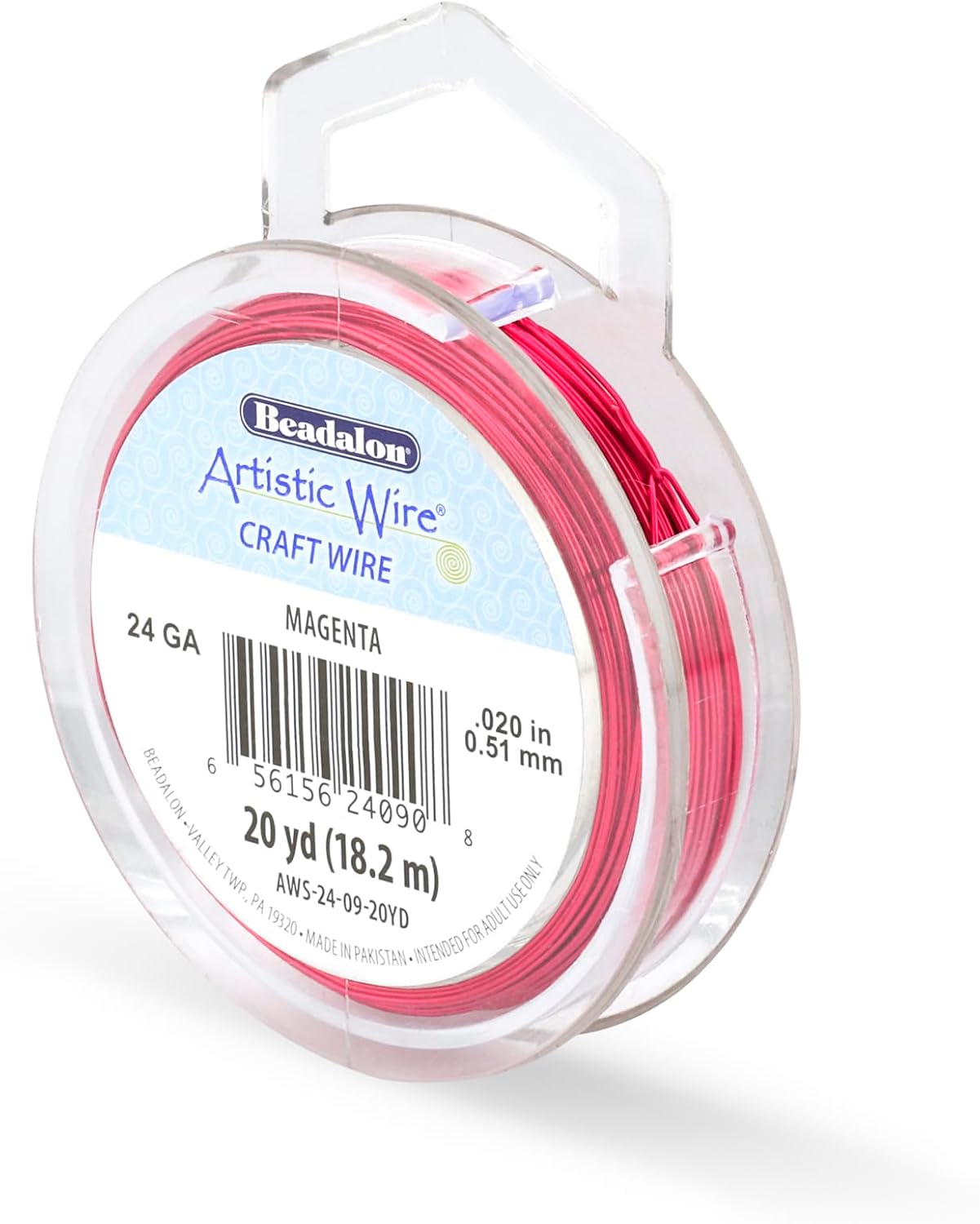 Artistic Wire, 24 Gauge Tarnish Resistant Colored Copper Craft Wire, Magenta, 20 yd