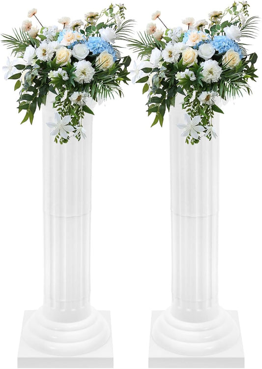 Roman Pillars Decoration Party Flower Pot Columns Set 2Pcs Decor Pedstal Stand 34.65in Flower Floral Wedding Party Event Road Decorative Columns(34.65in 2Pcs Style2)