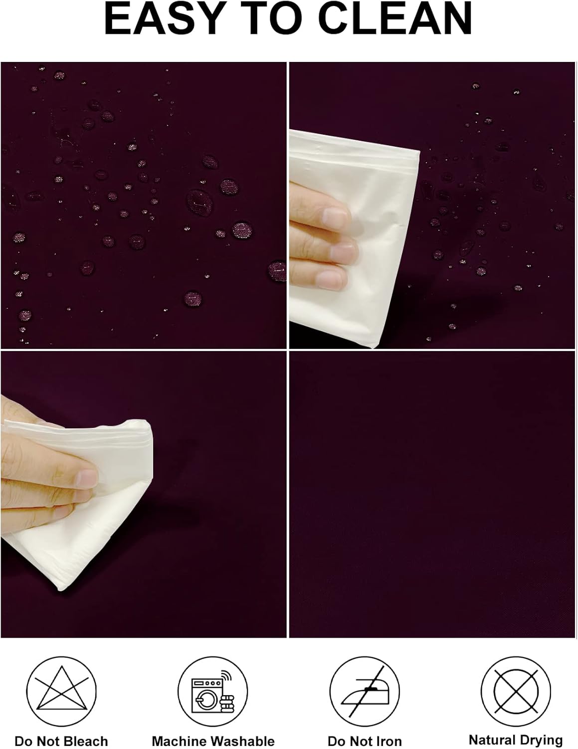 Fokitut 2 Pack Waterproof Rectangle Tablecloth, 60x102 Inch, Stain Resistant and Wrinkle Polyester Table Cloth, Fabric Table Cover for Kitchen Dining, Wedding, Party, Holiday Dinner-Eggplant