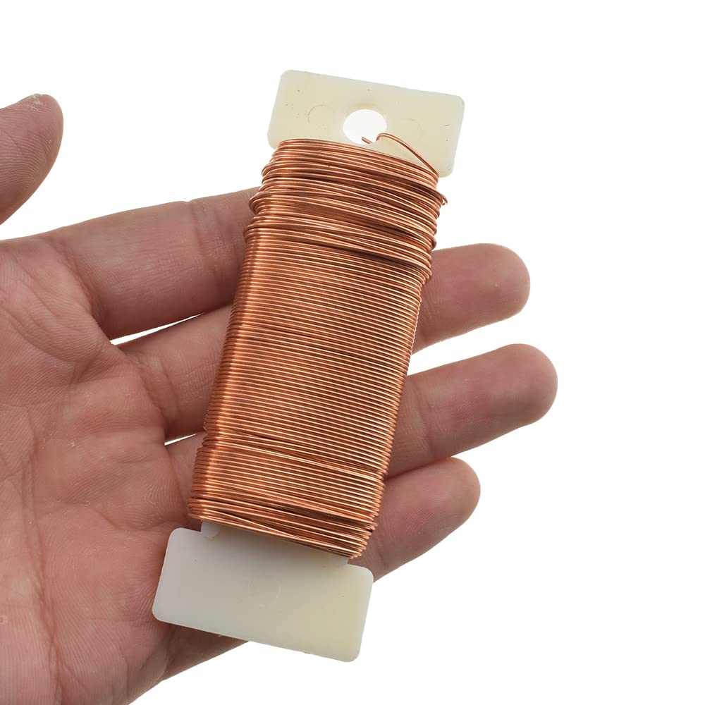 HAHIYO 22Gauge Rose Gold Floral Wire - 38Yards (115Feet) Flexible Paddle Wire for Crafts, Christmas Wreaths, Tree, Flower Arrangement, Bouquet Wrapping, Wedding DIY