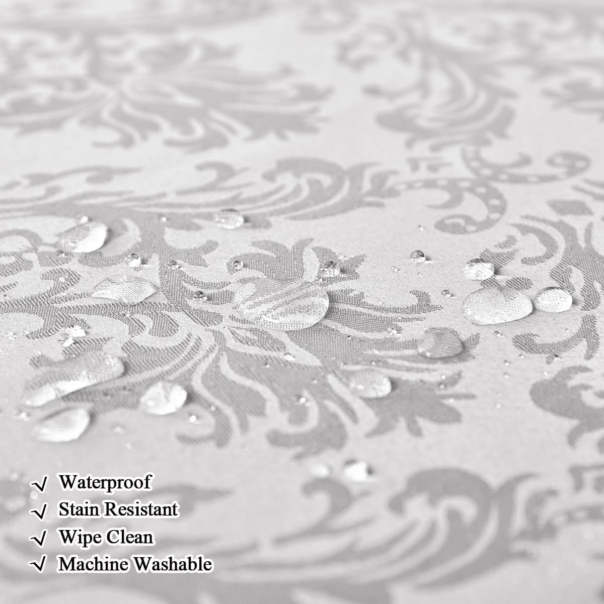 SASTYBALE Damask Tablecloth Rectangle Tablecloth, Waterproof & Wrinkle Free Fabric Jacquard Table Cloth for Dinner, Party, Indoor & Outdoor, 60 x 120 Inch Grey