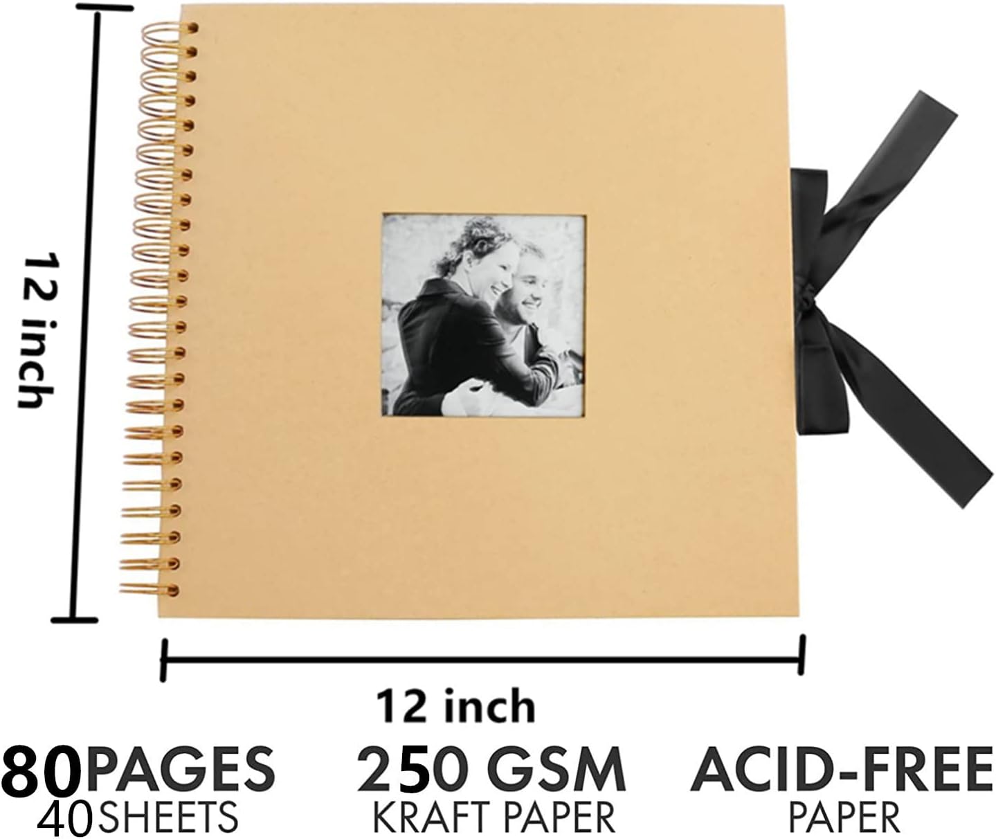 INNOCHEER Photo Album - Self Adhesive 80 Black Pages, Large Scrapbook Wedding Guest Book for DIY Anniversary Travel Memory Scrapbooking (Brown 12 x 12)