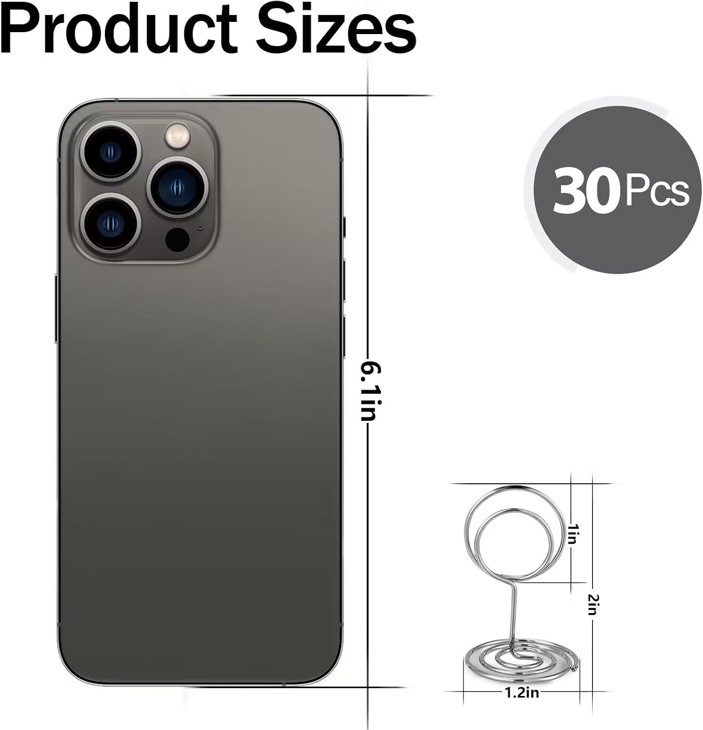 30PCS Table Number Holders Place Card Holder - Photo Holders for Tables, Cards Stand Name Menu Clips, Table Sign Holders for Wedding Anniversary Birthday Party, Silver