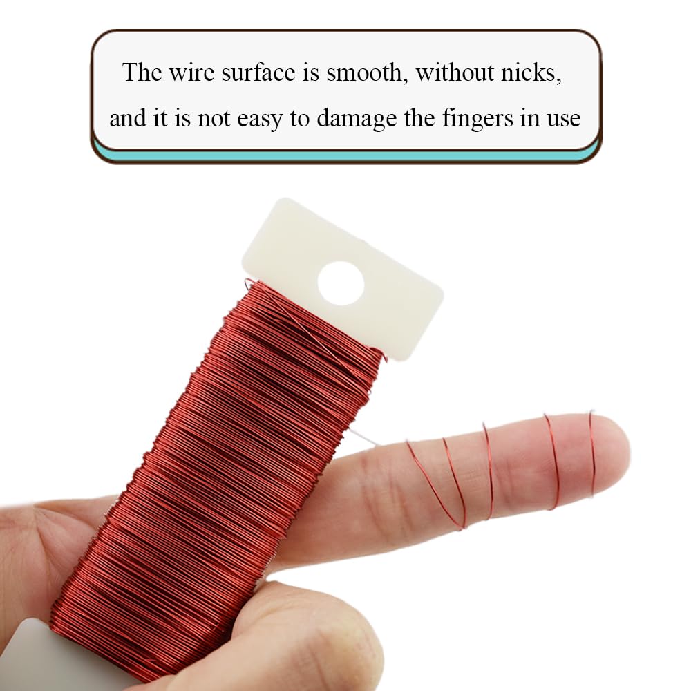 HAHIYO 22Gauge Red Color Metal Floral Wire - 3 Rolls, 115 Yards (345 Feet) - Flexible Paddle Wire for Craft, Christmas Wreath, Flower Arrangement, Bouquet Wrapping, Wedding, DIY