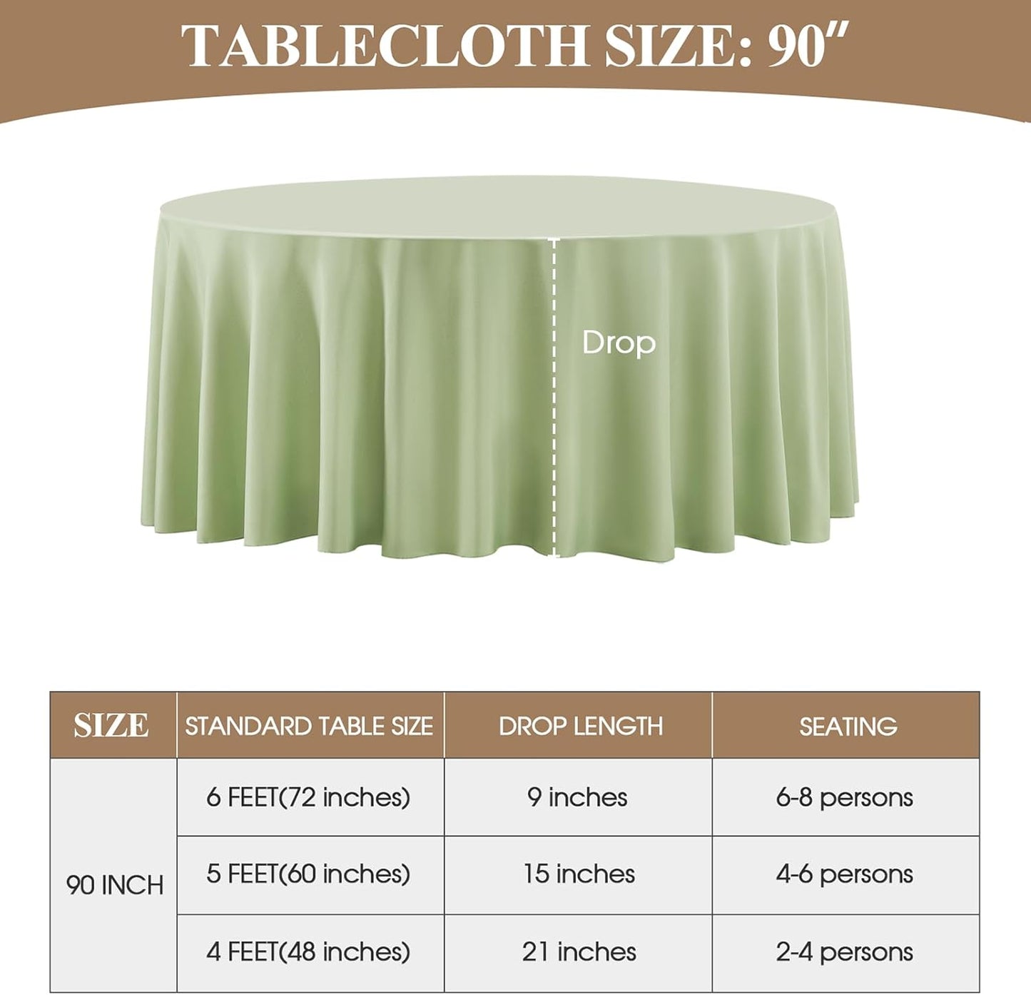 Round Tablecloth 2 Pack 90 Inch Sage Green Tablecloths Washable Decorative Linen Polyester Table Clothes Cover for Dining Table Banquets Buffet Parties and Wedding