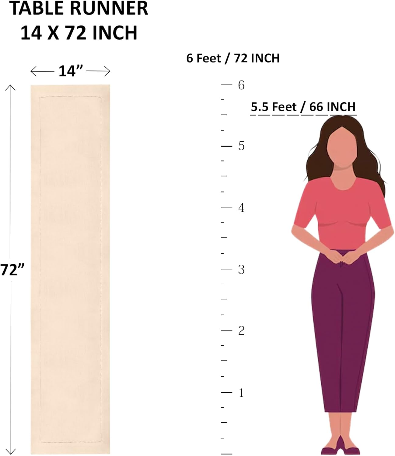 Solino Home Linen Emerald Green Table Runner 72 Inches Long - 100% Pure Linen Hemstitch Table Runner 14 x 72 Inch for Dresser, Dining, Christmas - Classic Hemstitch