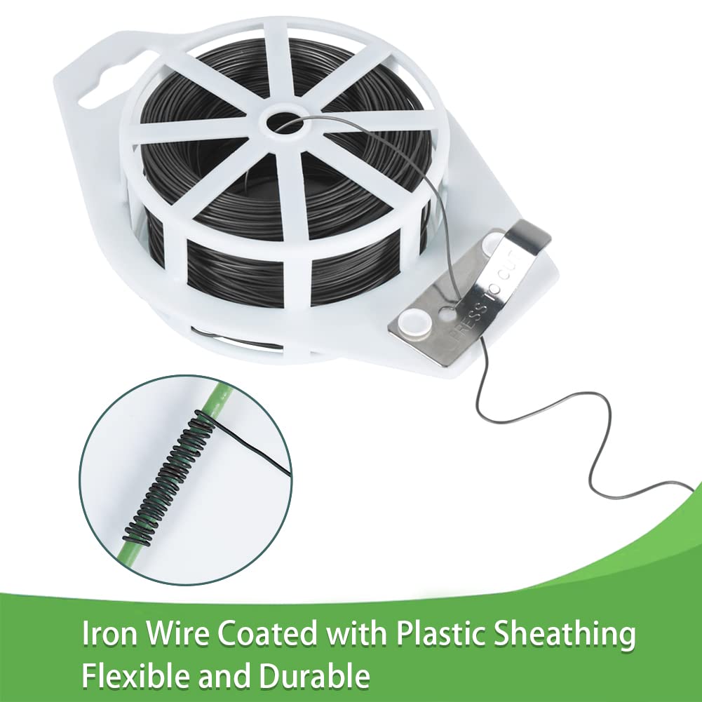 Tenn Well 22 Gauge Floral Wire, 328 Feet Soft Christmas Wreath Wire with Built-in Cutter for Flower Arrangements, Christmas Ornaments, Wreath Making, Garlands and Crafts (Black)