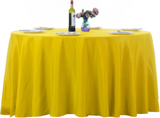 Ascoza 2pack 108 Inch Yellow Round Tablecloth in Washable Polyester Fabric for Wedding/Banquet/Restaurant/Parties…