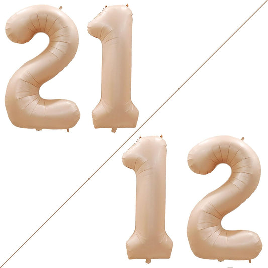 GOER Number 12 Balloons for 12th Birthday Sweet 12 Party Decorations,42 Inch Jumbo Foil Helium 21 Balloons for 21st Birthday Party Decoration (Caramel)