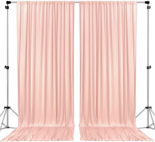 AK TRADING CO. 10 feet Wide x 12 feet Long IFR Polyester Backdrop Drapes Curtains Panels with Rod Pockets - Wedding Ceremony Party Home Window Decorations - (Blush)