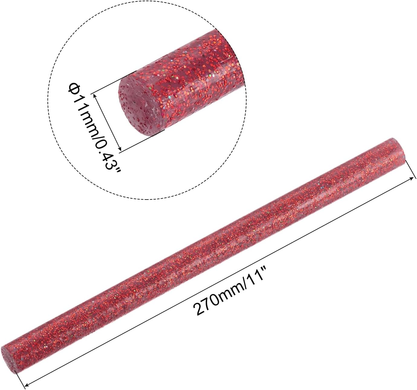 uxcell 20pcs Hot Glue Sticks for Glue Gun 11mm/0.43-inch x 11-inch Mini Hot Melt Adhesive Glue Stick Glitter Red