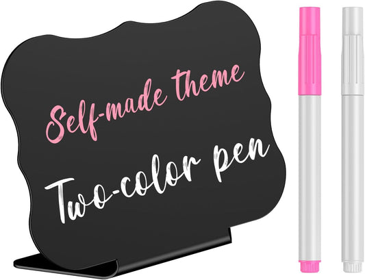 Uniclife 20 Pack Mini Chalkboard Signs for Food, Small Chalkboard Signs with Chalk Markers, Reusable Matte PVC Food Signs Food Labels for Party Buffet Wedding, Blackboard Place Cards Table Signs