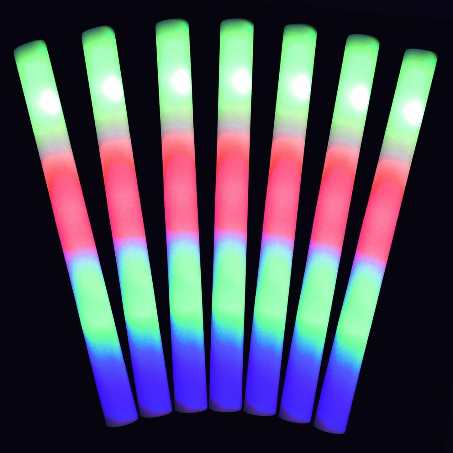 100 LED Foam Sticks Lights - Party Batons Wand for Weddings, Birthdays, DJ, Concerts, Festivals, Events - 3 Color Lighting Modes