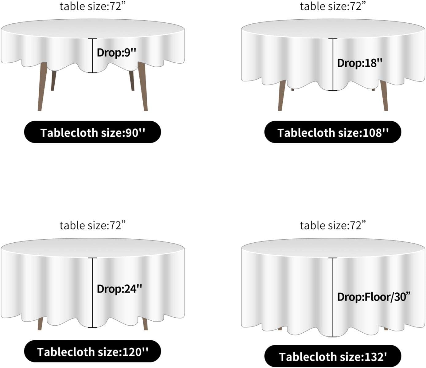 Ascoza 2pack 132 Inch Blue Mist Round Tablecloth in Washable Polyester Fabric for Wedding/Banquet/Restaurant/Parties