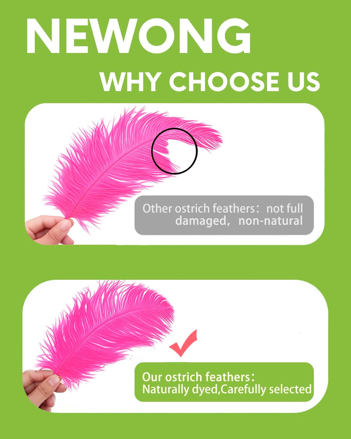 NEWONG 30pcs Fuchsia Ostrich Feathers Natural Bulk 11-14inch(28-35cm) Vase Craft Wedding Home Party Centerpieces Christmas Day Decoration