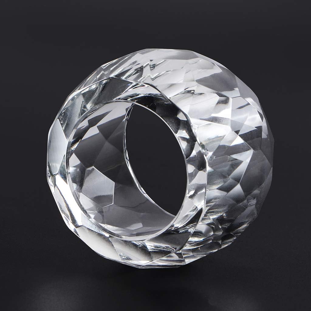 MDLUU 4 Pcs Crystal Napkin Rings, 2.3" Diameter Serviette Buckles, Clear Napkin Holder Rings for Christmas, Thanksgiving, Wedding (Diamond Shaped)