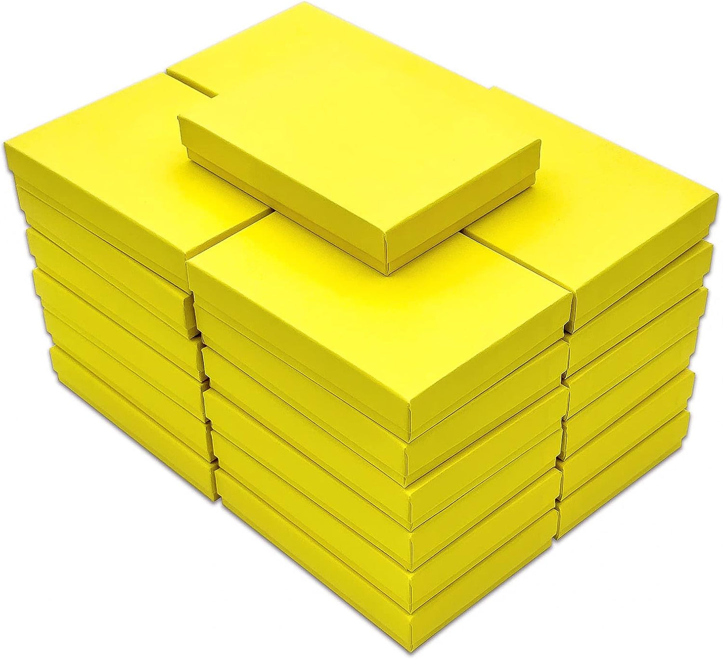 TheDisplayGuys - 25-Pack #53 Kraft Paper Cardboard Gift Boxes/Jewelry Cases w. Cotton Padding & Lid - Mustard Yellow - (5.4" x 3.9" x 1.0")