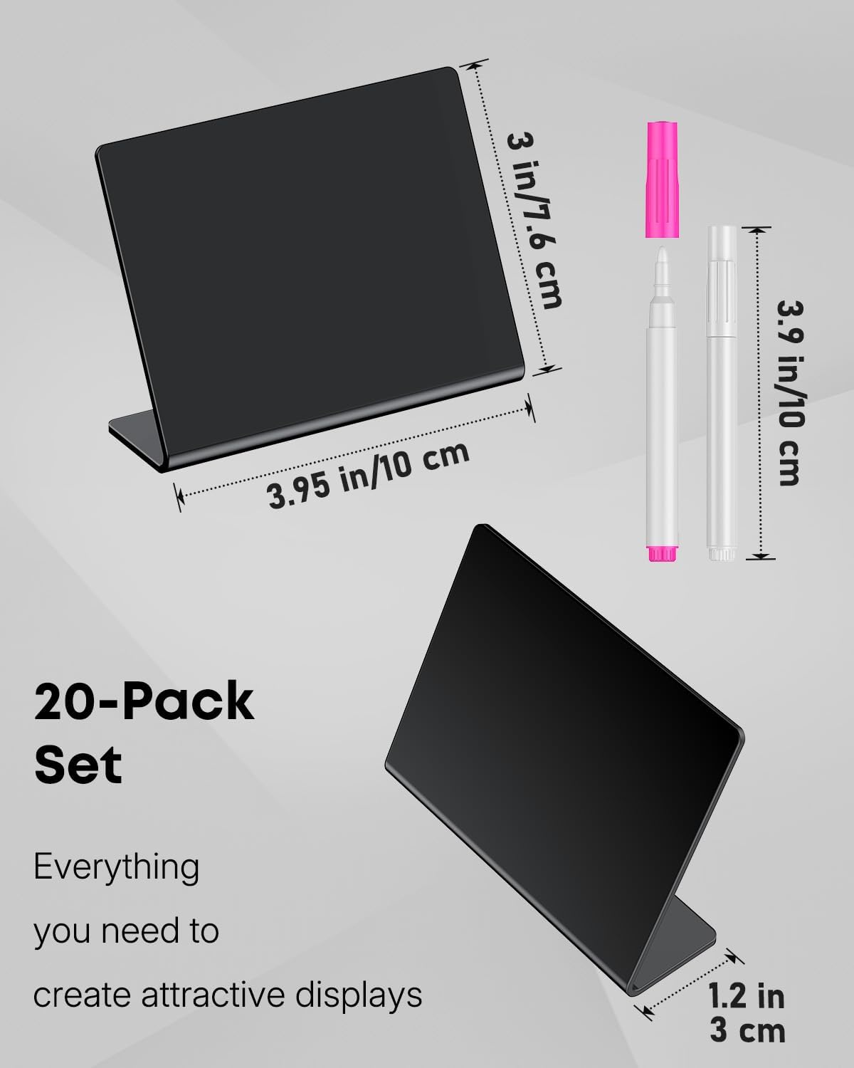 Uniclife 20 Pack Mini Chalkboard Signs for Food, Small Chalkboard Signs with Chalk Markers, Reusable Glossy Acrylic Food Signs Food Labels for Party Buffet Wedding, Blackboard Place Cards Table Signs