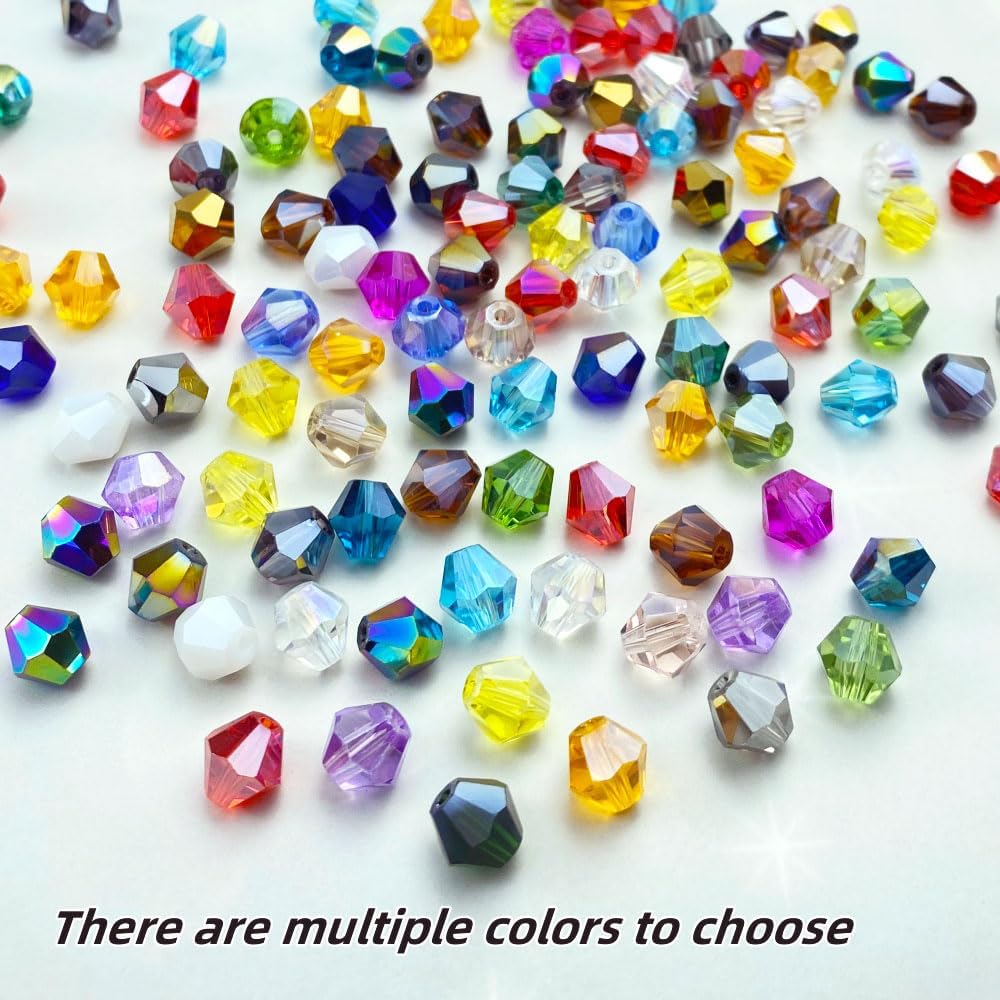 100pcs 8mm Bicone Crystal Glass Beads Loose Spacer Beads Faceted Craft Beads for Jewelry Making DIY Necklace Bracelet Earring Wind Chimes Suncatchers Ornamen(Lemon Yellow AB)