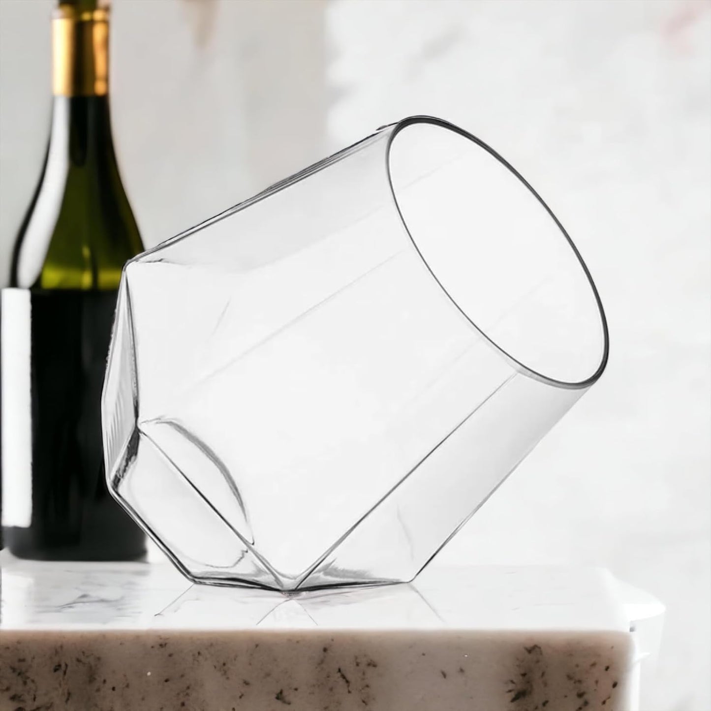 40 count Diamond Unbreakable Stemless Plastic Wine Champagne Whiskey Glasses Elegant Durable Disposable Indoor Outdoor Ideal for Home, Office, Bars, Wedding, 12 Ounce Cups (Clear)