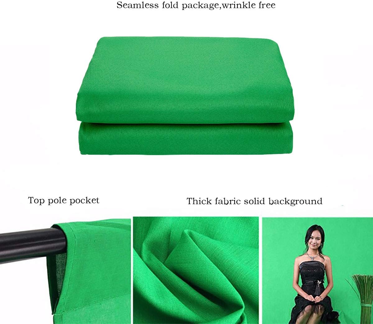 Green Screen Backdrop 6x9ft Photo Backdrop Chromakey Muslin Portrait Green Backdrop for PS Keying/Video Creation/Studio Portrait Shoots