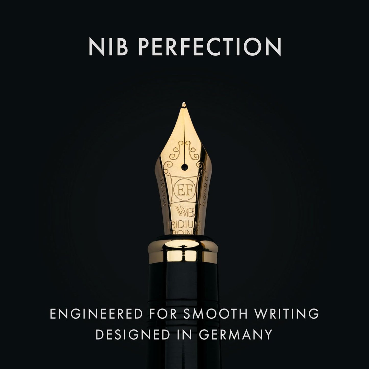 Wordsworth & Black Primori Fountain Pen Set [Blue Gold]; Extra Fine Nib, Gift Case, 24 Ink Cartridges, Refill Converter, Manual; Journaling, Calligraphy, Smooth Writing Pens; Left and Right Handed