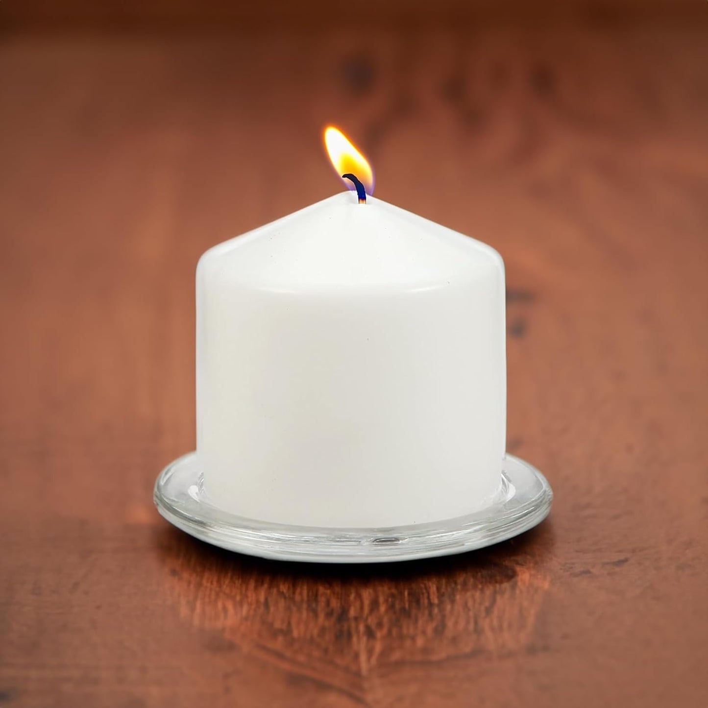 WGV Tea Light Votive Candle Holder Plate 4" W, Clear Flat Plate Glass, Small Home Accent Decor, 24 Pc