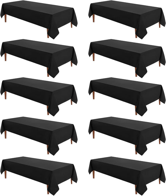 VidaFete Tablecloth 60 * 120inch 10pack Rectangle Table Cloth Polyester, Stain Wrinkle Resistant Dining Table Cover for Kitchen Dinning Party Wedding Rectangular Tabletop Buffet Decoration(Black)