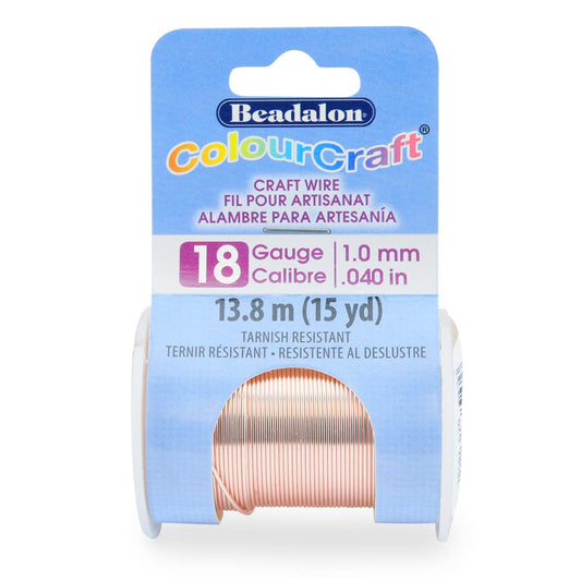 Beadalon ColourCraft Wire, 18 Gauge, Rose Gold Color Silver Plated, 10 yd Spool