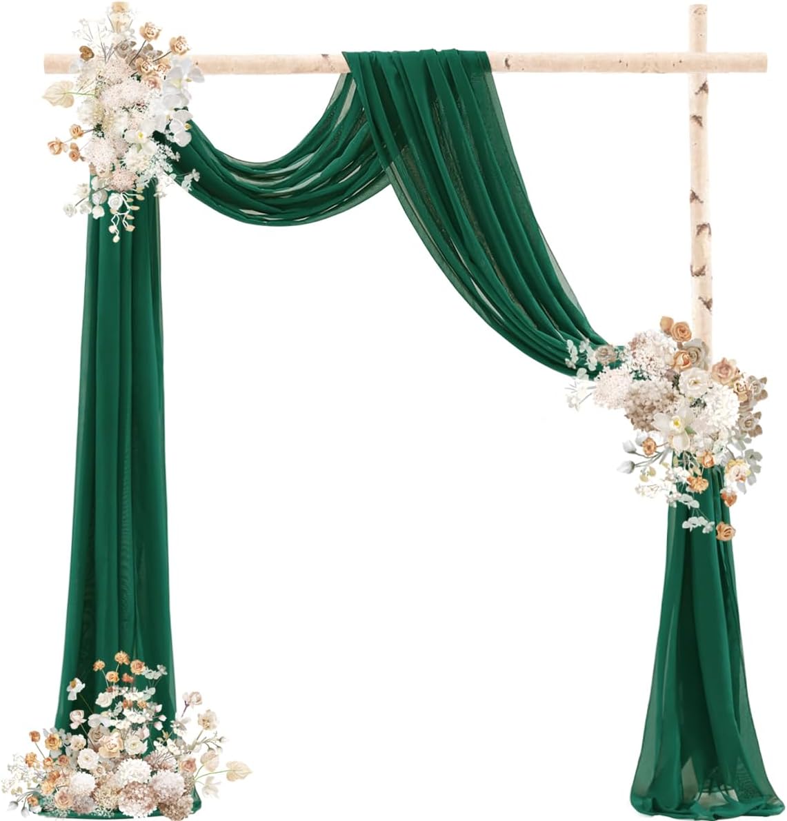 Emerald Green Wedding Arch Draping Fabric 2 Panels 29" x 20 FT Wedding Drapes for Backdrop Sheer Green Curtains for Romantic Bridal Baby Shower Ceremony Birthday Party Fall Outdoor Events