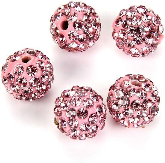100pcs Adabele Grade A Suncatcher Crystal Rhinestone Pave Loose Beads 12mm Light Rose Pink Polymer Clay Disco Ball Spacers Compatible with Shamballa All Craft Jewelry Making DB12-55