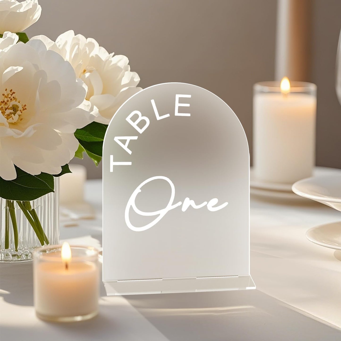 Frosted Arch Wedding Table Numbers 1-30 with Stands, 5x7 Inch Acrylic Arch Sign with Holder for Wedding Reception Table Centerpiece Decoration(New)