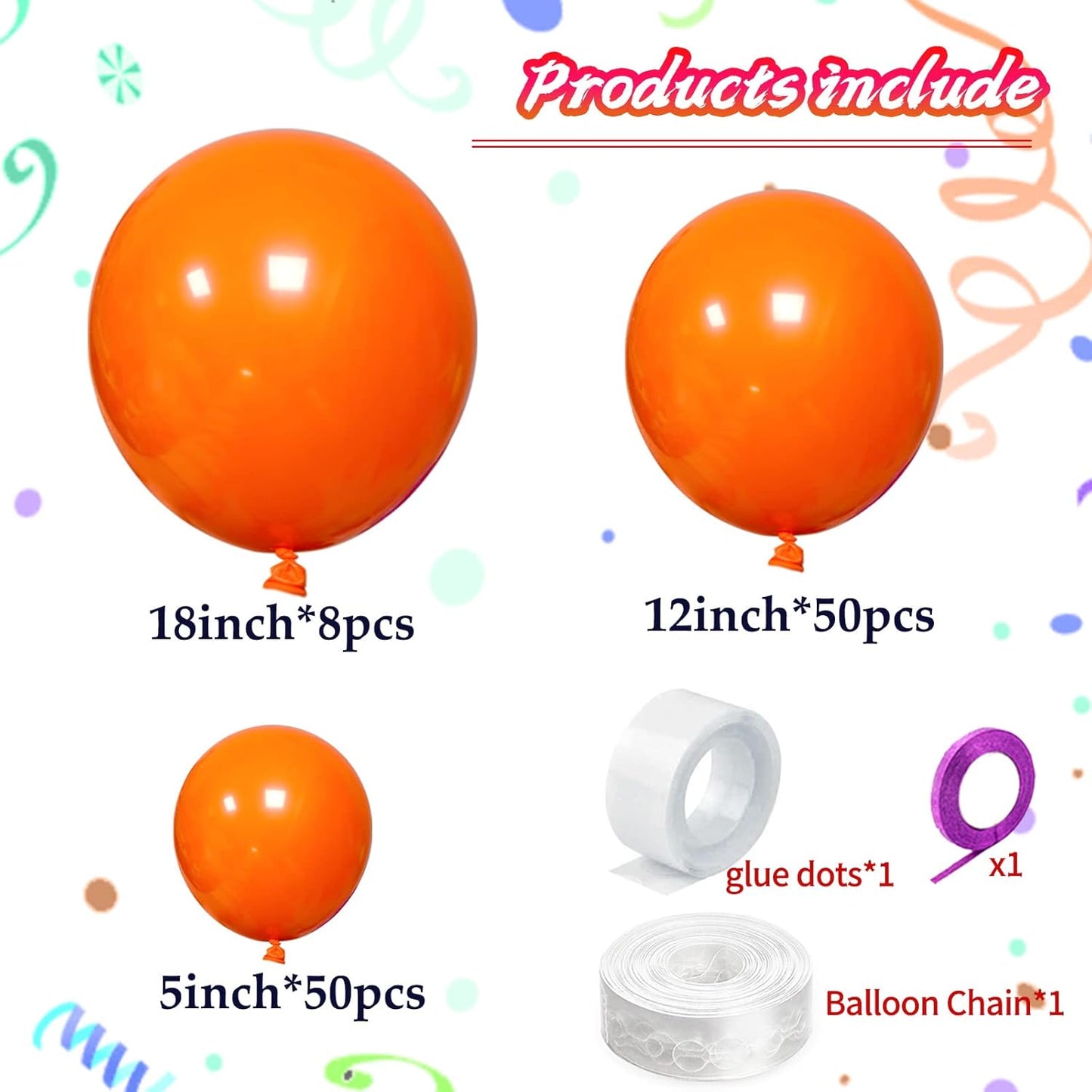 KAWKALSH Orange Balloon Arch Kit 111Pcs 18 12 5 Inch Latex Party Balloons Garland for Birthday Baby Shower Wedding Engagement Anniversary Christmas Party Decorations