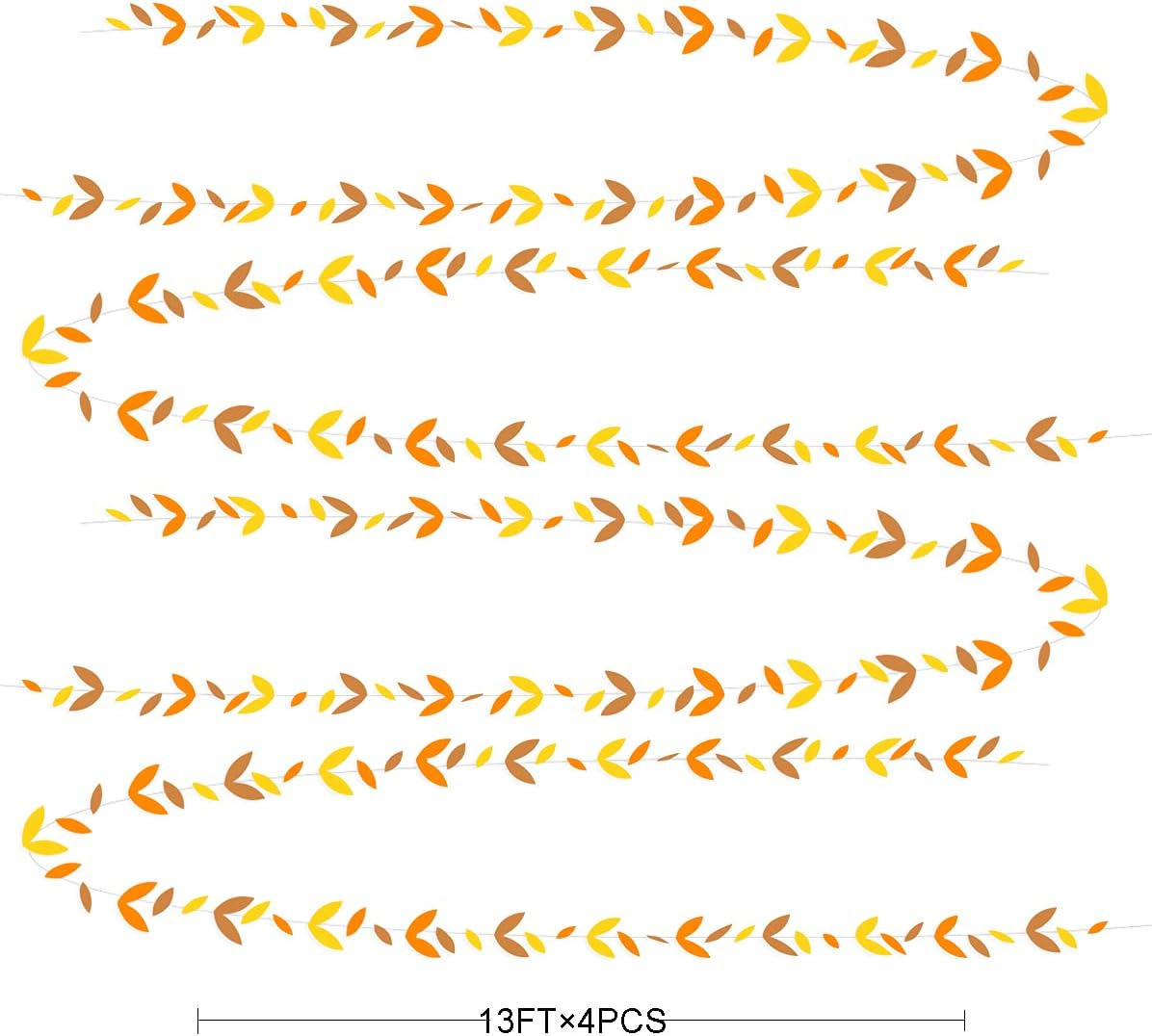 52 Ft Fall Party Decorations Autumn Leaf Garland Streamer Orange Yellow Brown Maple Leaves Hanging Banner for Wedding Bridal Shower Birthday Baby Shower Engagement Harvest Thanksgiving Party Supplies