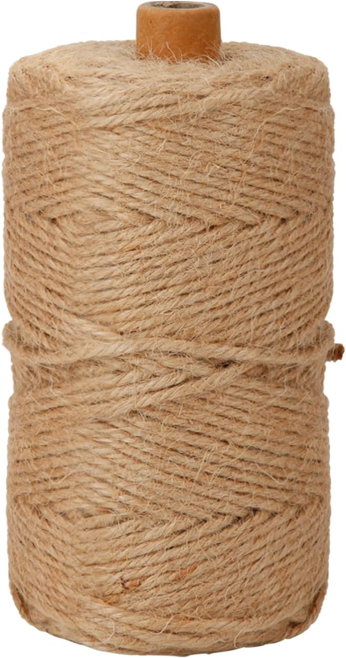 Natural 3mm Jute Twine String, 328-FT Hemp Rope Heavy Duty for Gardening, Handmde DIY Crafts Artworks, Climbing Plant Support, Picture Hanger, Gift Presents Wrapping, Packing and Bundling, Home Décor