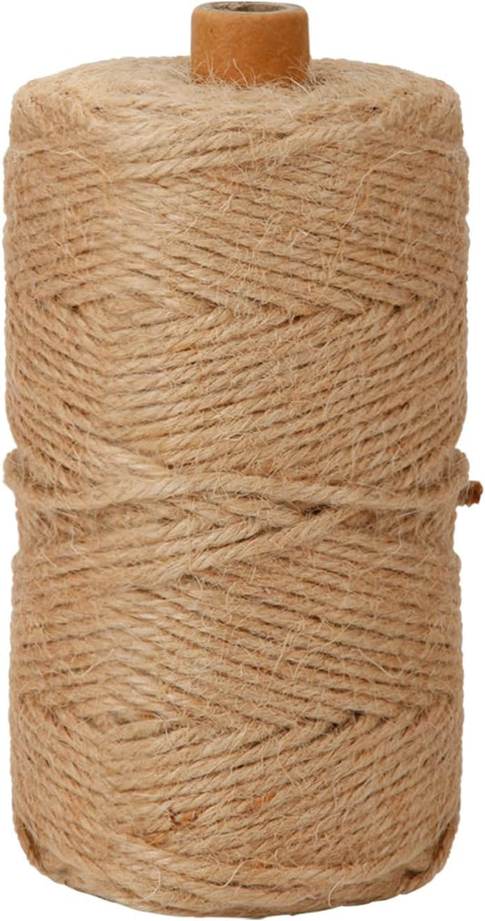 Natural 3mm Jute Twine String, 328-FT Hemp Rope Heavy Duty for Gardening, Handmde DIY Crafts Artworks, Climbing Plant Support, Picture Hanger, Gift Presents Wrapping, Packing and Bundling, Home Décor