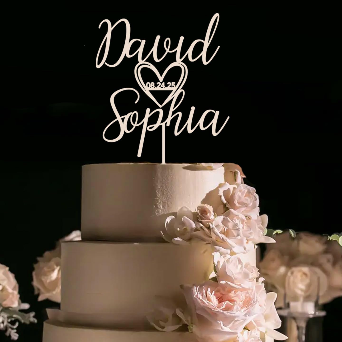 Wedding Cake Toppers, Wedding Cake Toppers Bride and Groom, Custom Cake Topper, Customize Your Own Anniversary Mr and Mrs Cake Topper,Rustic cake topper,Date wedding Cake topper.Wooden Cake topper