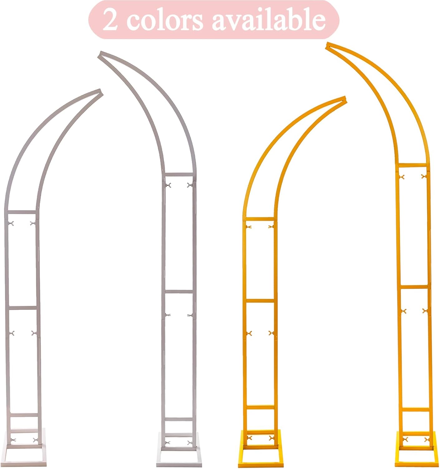 2pcs Large Wedding Arch with Base Flower Stand Arch Bracket Stand Backdrop Stand for Wedding Party Elegant Decorations & Garden Climbing Plants Vines,6.9&5.9 FT-White