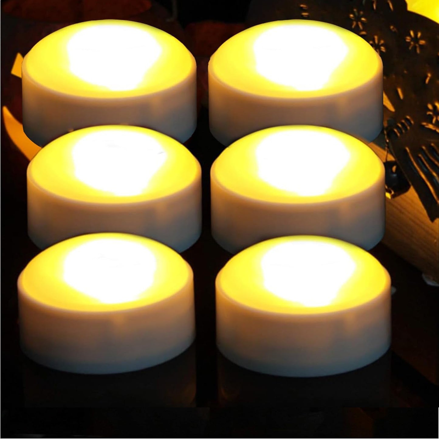 Halloween LED Pumpkin Lights with Remote and Timer, Battery Operated Jack-O-Lantern, Bright Flickering Flameless Candles for Pumpkin Decor, Halloween Party Decorations, White, 6 Pack