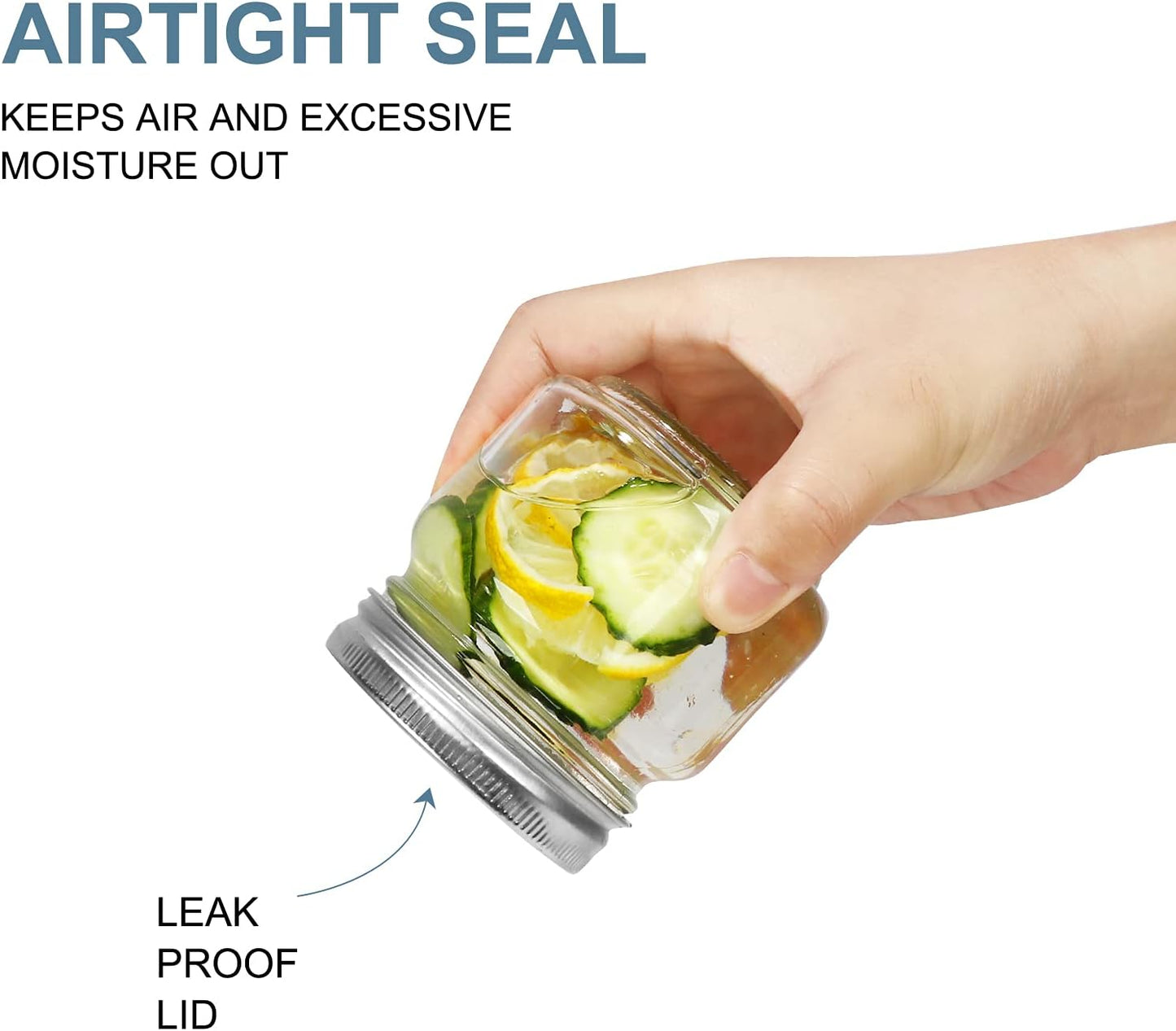 CycleMore 24 Pcs 8oz Clear Glass Mason Jars With Regular Silver Separable Lids, 250ml Round Spice Canning Jars for Honey, Jam, Herb, Wedding Favors, Kitchen Storage, DIY Souvenir